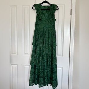Lulu's Forest Green Lace Maxi Dress